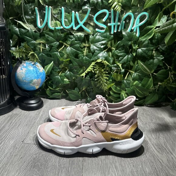 Nike Free RN 5.0 Women's Size 8 Running Shoes Pink Gold Black AQ1316-501 - Picture 4 of 10
